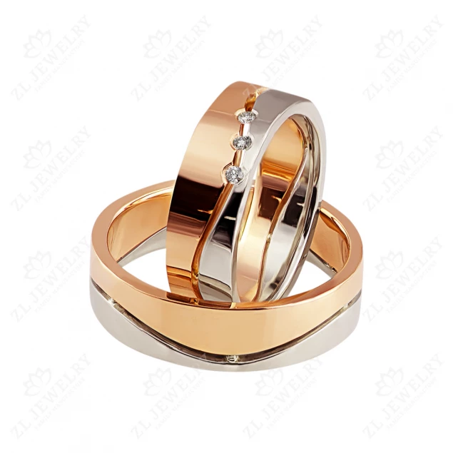 Wedding rings &quot;Halves&quot; with diamonds Photo-3