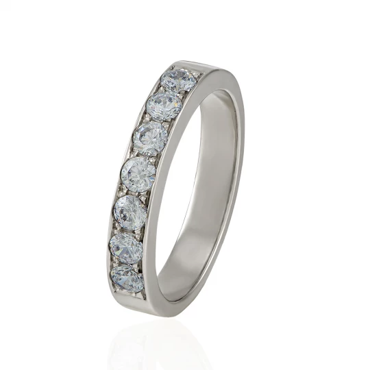 White gold ring with stone path