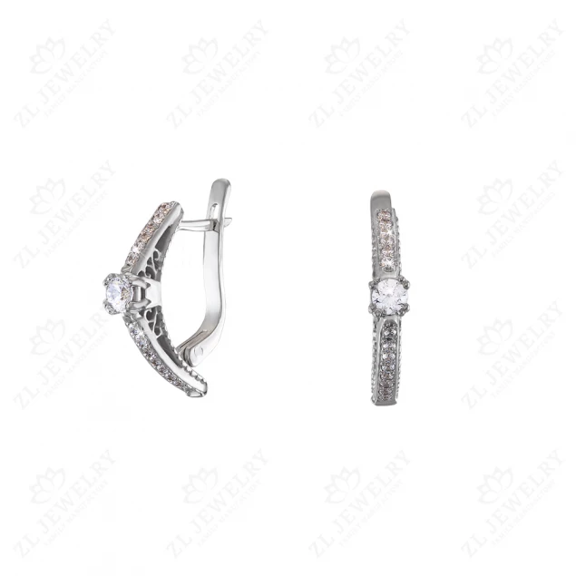 Earrings "Snow icicles" with diamonds