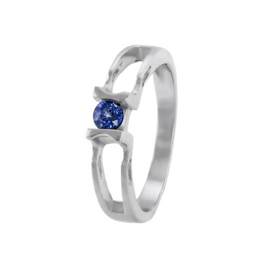 Ring "Modern" in white gold with sapphire
