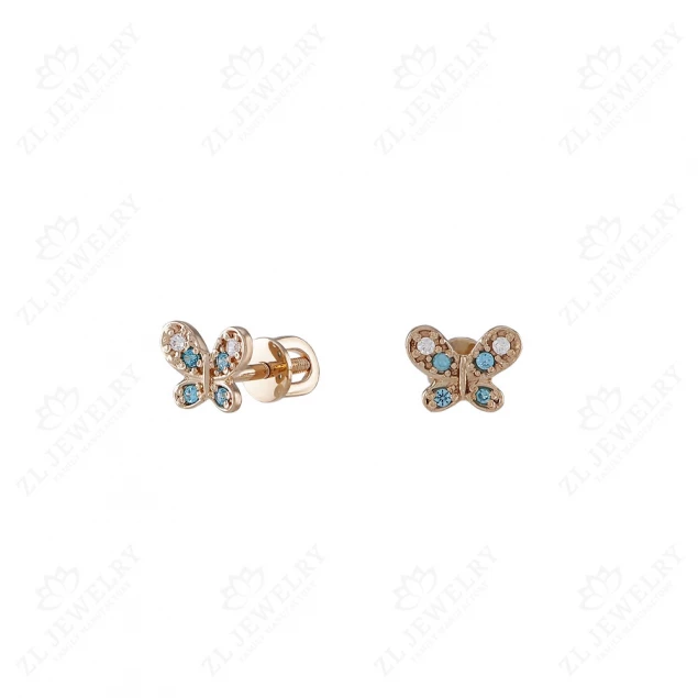 Studs &quot;Butterflies&quot; with cubic zirkonia