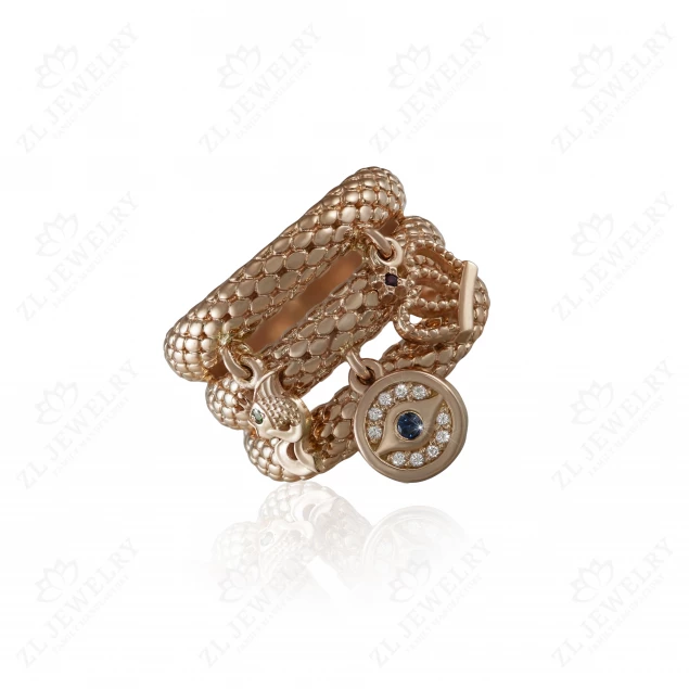 Ring &quot;Python with pendants&quot; with stones