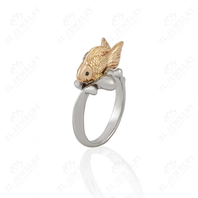 White gold ring with fish
