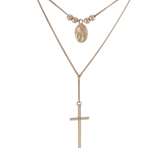 Necklace "Nicholas the Wonderworker and the Cross" with a diamond