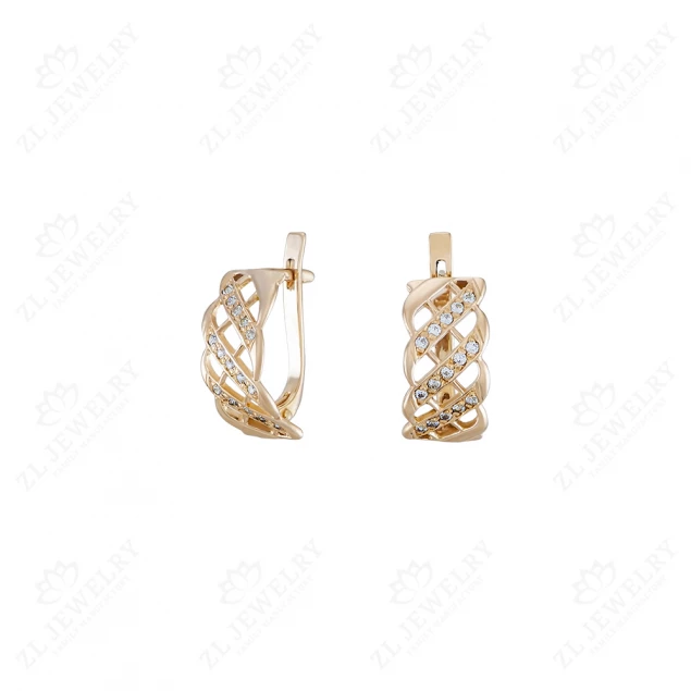 Earrings "Pigtail" with diamonds