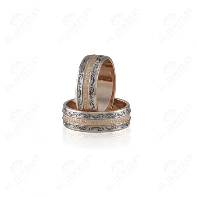 Wedding rings with ornament and diamond Photo-2