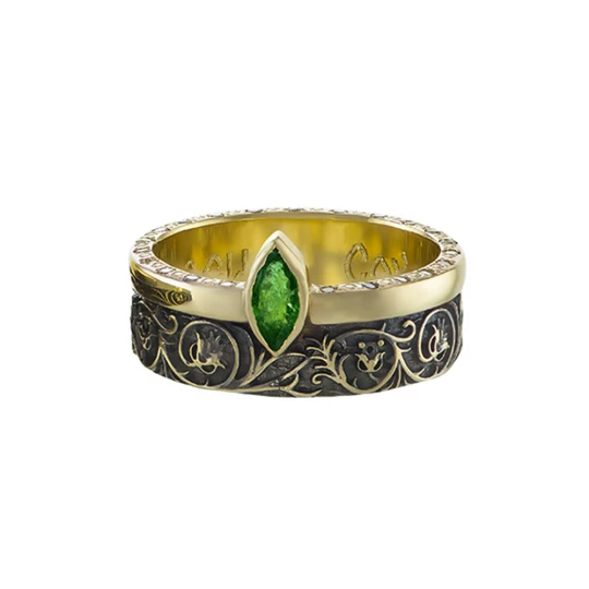  Ring &quot;Graceful vintage&quot; with emerald