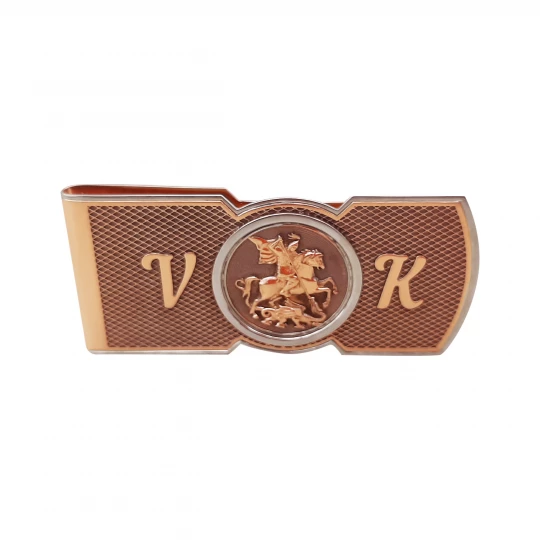 Money clip with initials "VK"