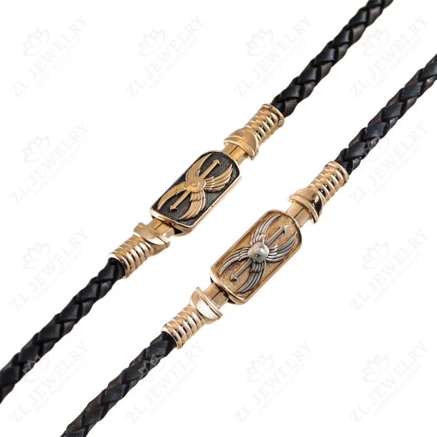 Leather rope with inserts "Army" Photo-1