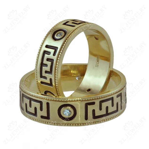 Rings &quot;Greek ornament&quot; with enamel Photo-1