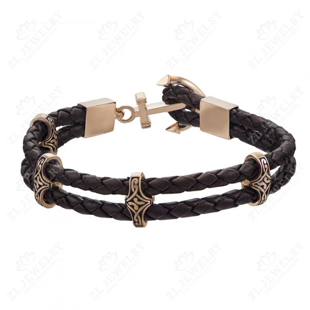 Bracelet &quot;Anchor&quot; leather chocolate Photo-1