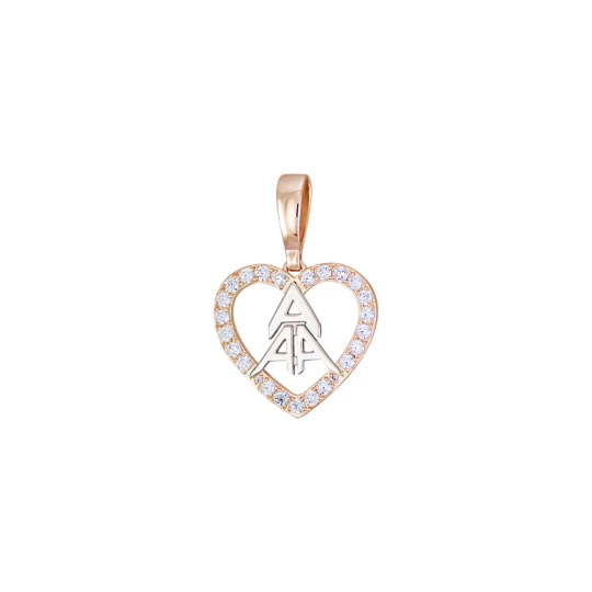 "Heart" pendant with letters and diamonds