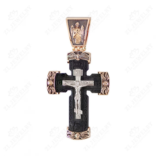 &quot;Guardian Angel&quot; cross in red gold