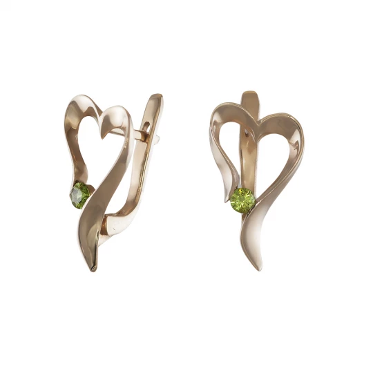 Earrings "Hearts" with demantoids