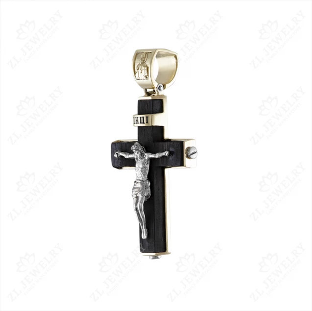 Cross on wood with a white Crucifix Photo-1