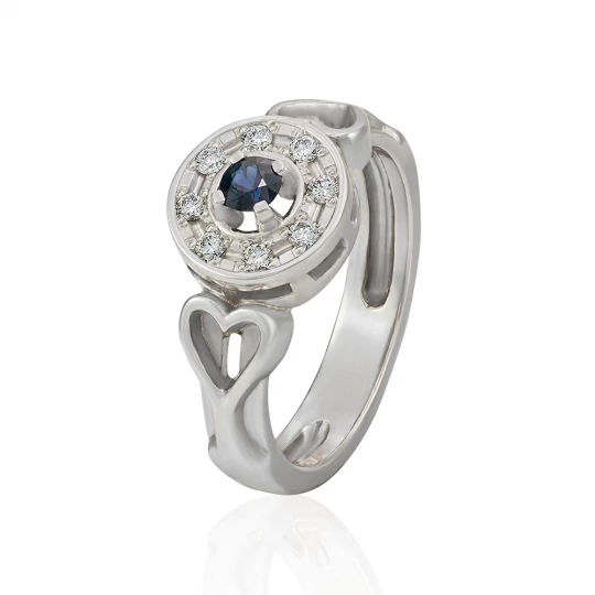 Ring &quot;White sun&quot; with sapphire and diamonds