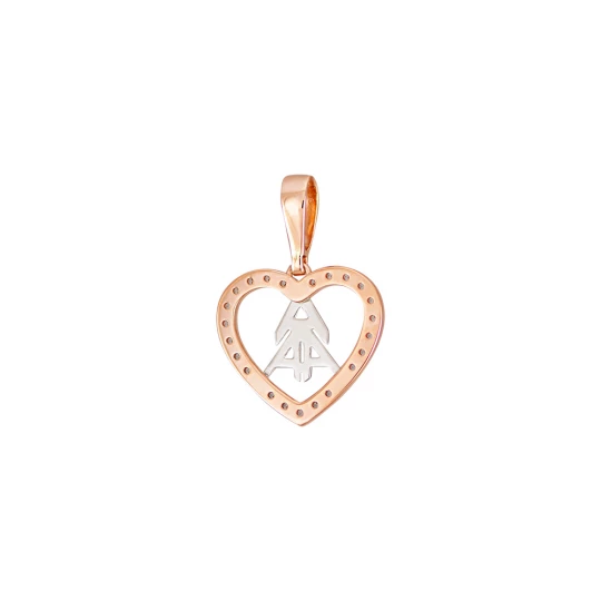 "Heart" pendant with letters and diamonds