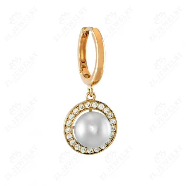 Earrings with pendant - pearls with diamonds Photo-1