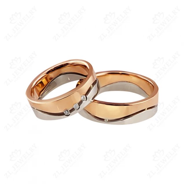 Wedding rings &quot;Halves&quot; with diamonds Photo-1