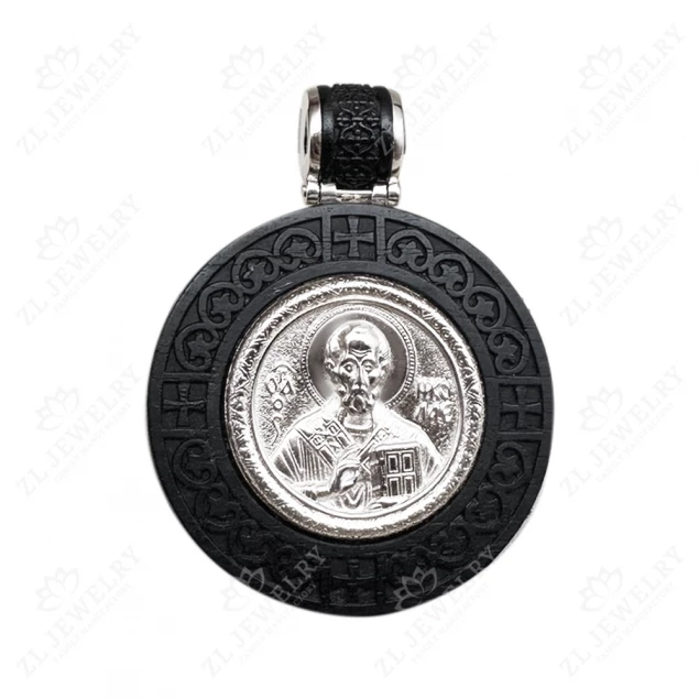 Icon &quot;St. Nicholas&quot; in white gold