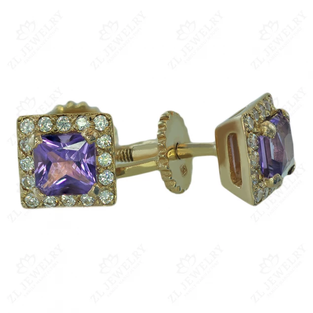 Studs "Lilac" with amethysts