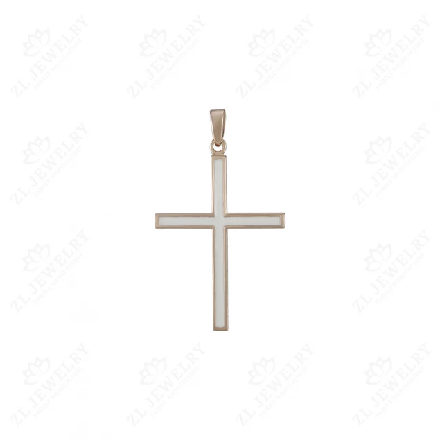 Cross with a minimalist design in white enamel