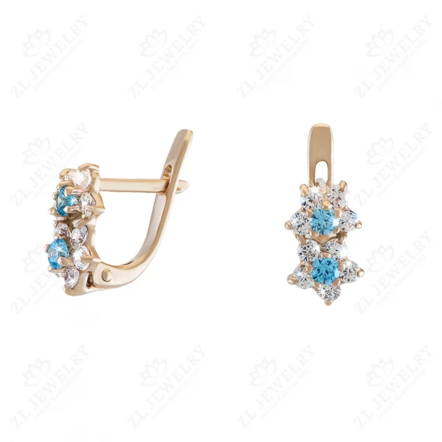Earrings "Two flowers" with a blue stone