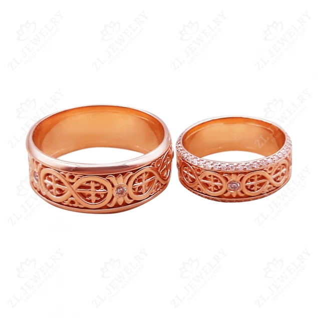 Wedding ring with ornament with stones Photo-3