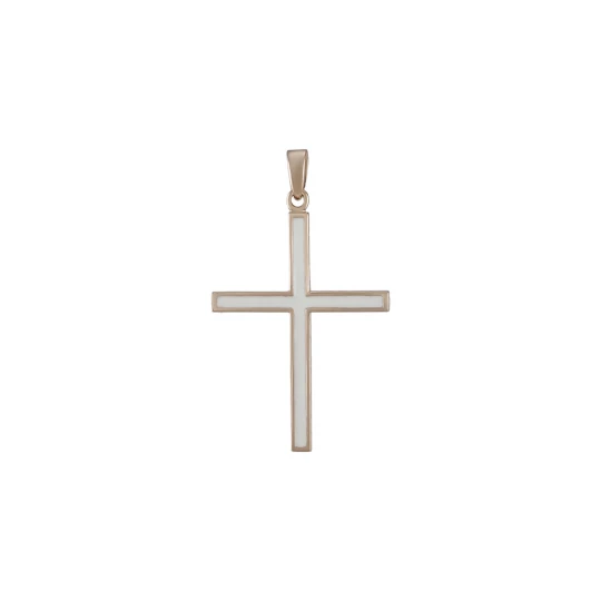 Cross with a minimalist design in white enamel