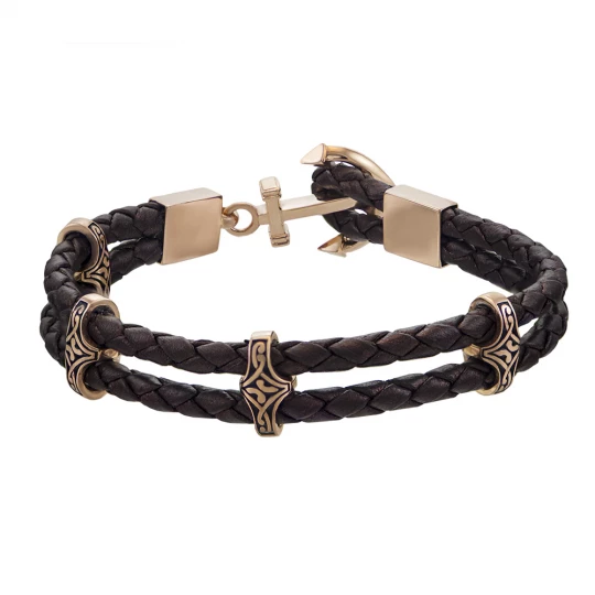 Bracelet &quot;Anchor&quot; leather chocolate