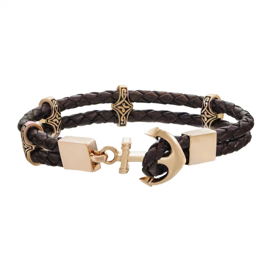 Bracelet &quot;Anchor&quot; leather chocolate