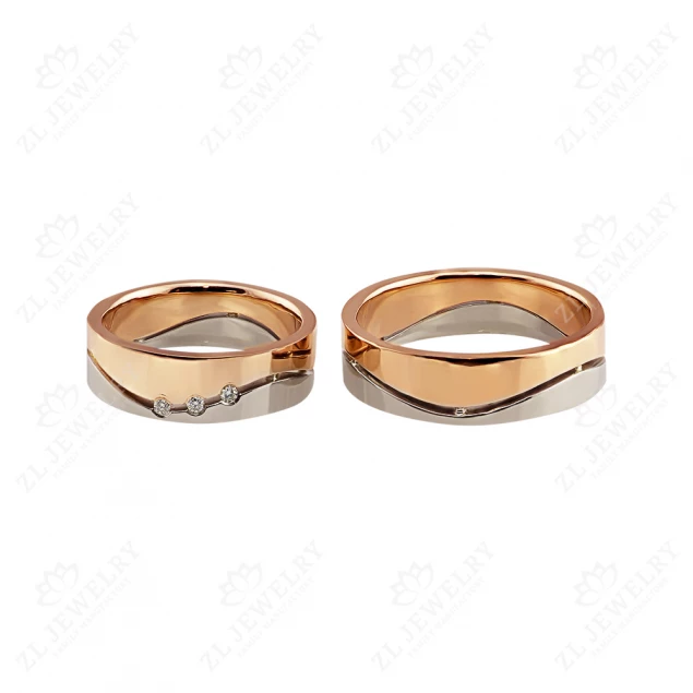 Wedding rings &quot;Halves&quot; with diamonds Photo-2