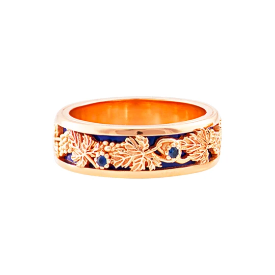 Wedding ring &quot;Vine&quot; with sapphires