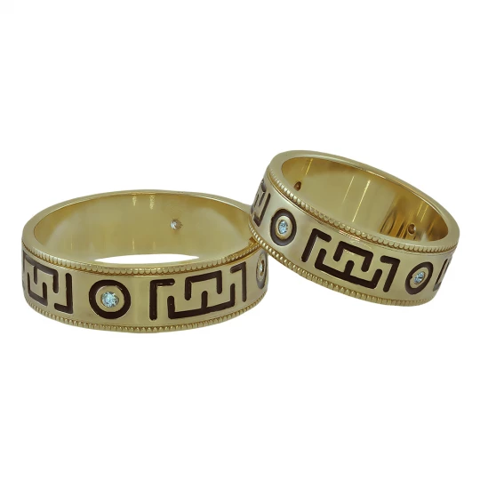 Rings &quot;Greek ornament&quot; with enamel