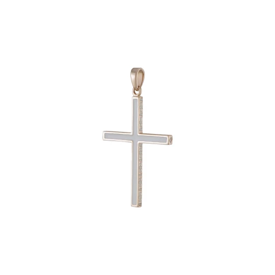 Cross with a minimalist design in white enamel