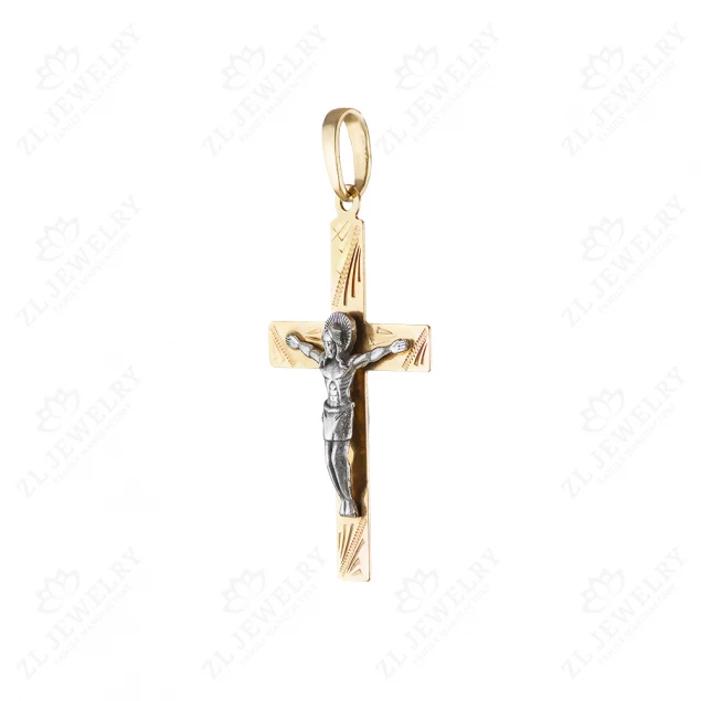 Straight cross with Crucifixion with diamond cut Photo-1