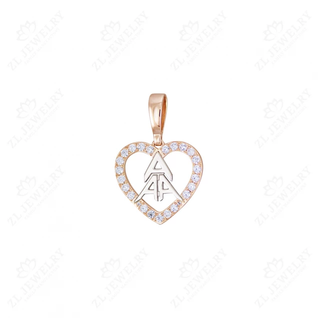 "Heart" pendant with letters and diamonds