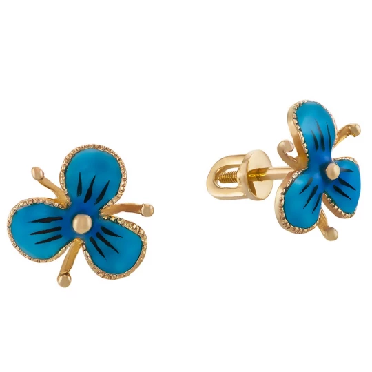 Studs "Forget-me-nots" with enamel