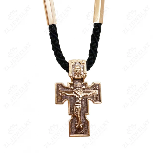 Cross with the faces of the saints from red gold Photo-2