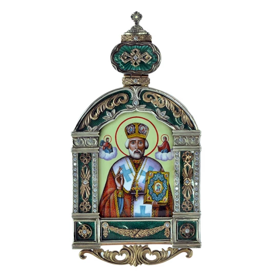 Icon &quot;Nicholas the Wonderworker&quot; with enamel (arch)