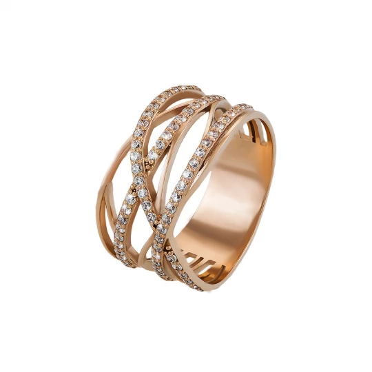 Ring &quot;Intertwined destinies&quot; with diamonds