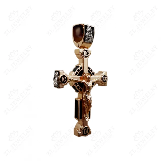 Cross with the faces of saints on a wooden base 