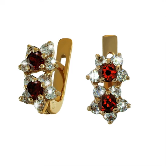 Earrings for children "Two flowers" with pomegranates