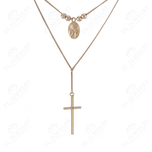 Necklace "Nicholas the Wonderworker and the Cross" with a diamond Photo-1