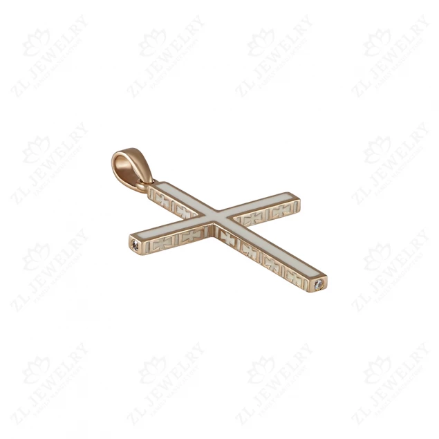 Cross with a minimalist design in white enamel Photo-2