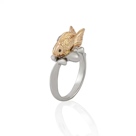 White gold ring with fish