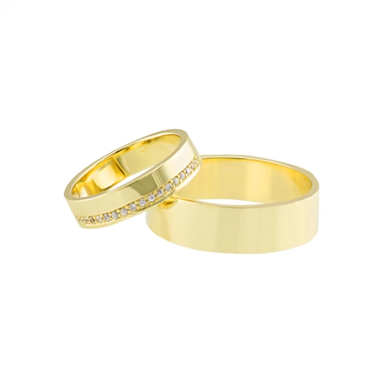 Обручальное кольцо "Солнечная классика" с бриллиантами