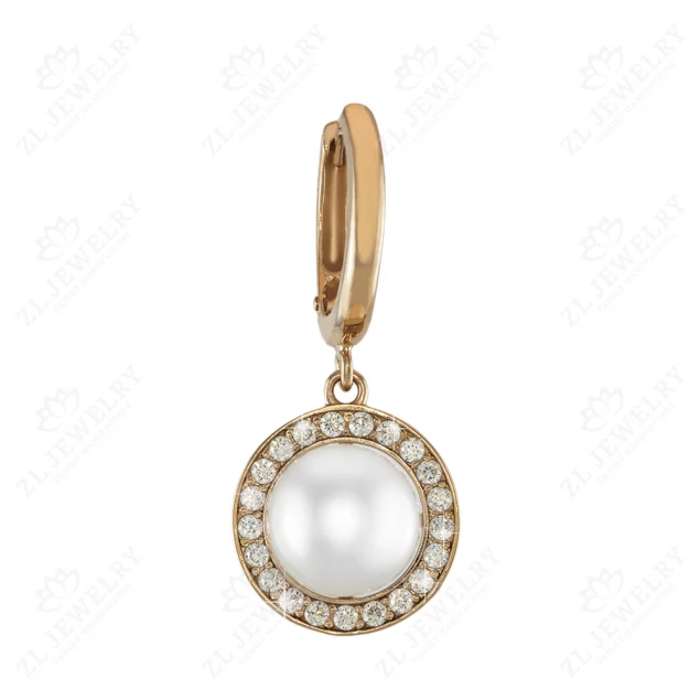 Earrings with pendant - pearls with diamonds Photo-2