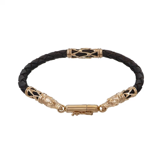 Leather with gold on sale bracelet