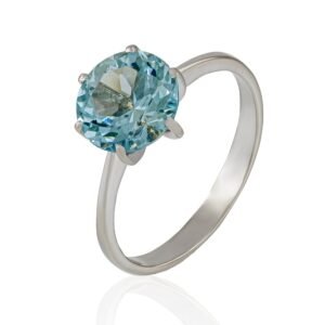 Pierścionek z białego złota z dużym kamieniem